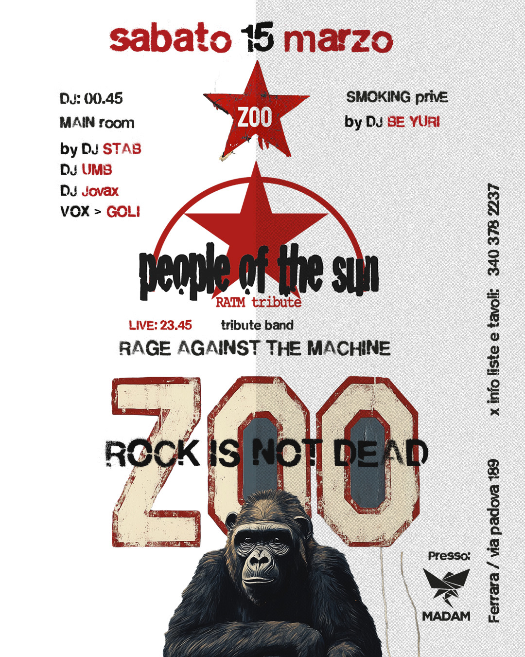 locandina Zoo Animal Sound al Madame Butterfly sabato 15 marzo 2025